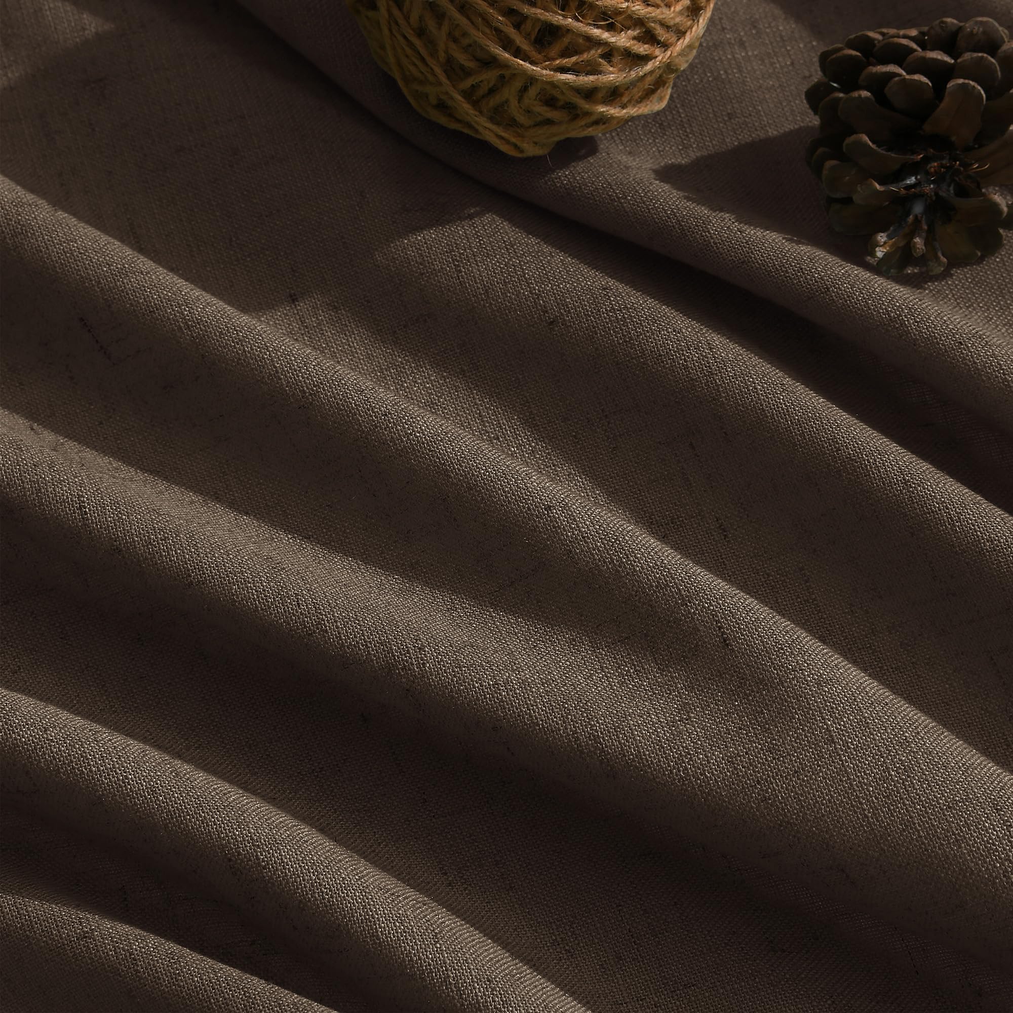 Nanspring Chocolate Linen Blend Light Filtering Back Tab Curtains 96 Inches Long, Semi Sheer Privacy Drapes for Living Room & Bedroom, 52x96 inch, 2 Panels