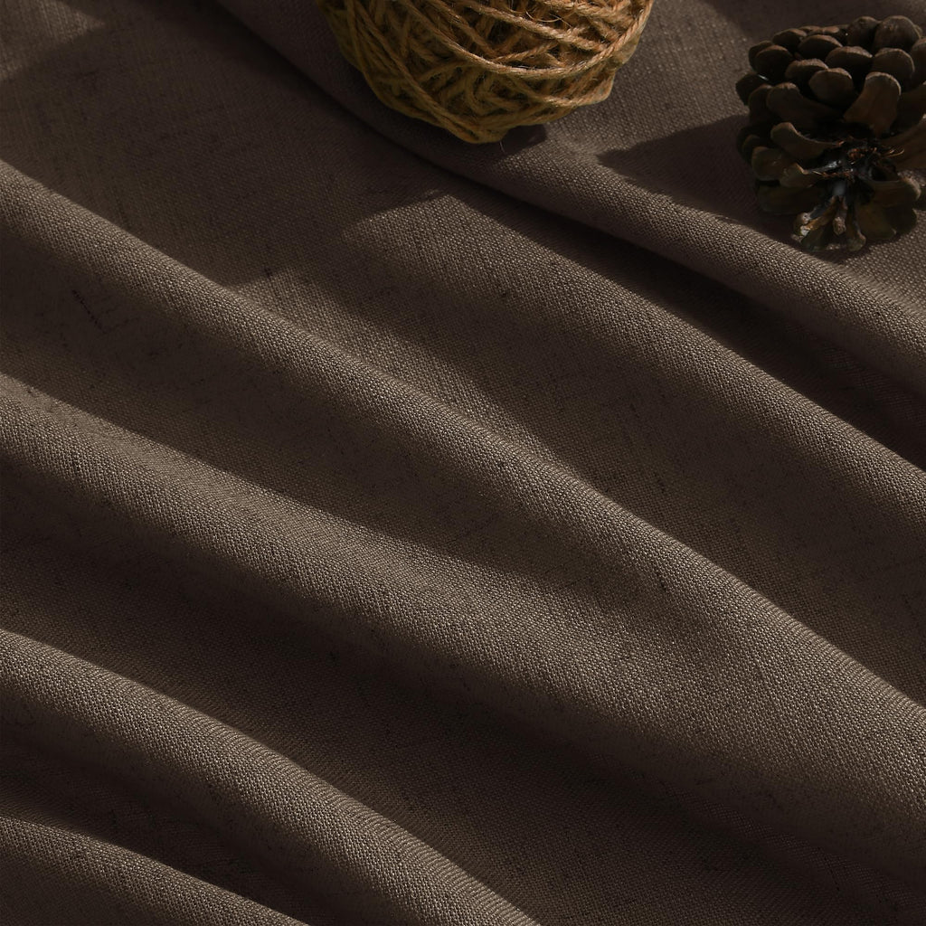 Nanspring Chocolate Linen Curtains 84 Inch Length 2 Panels Set for Living Room Back Tab Light Filtering Semi Sheer Curtain for Bedroom Farmhouse Drapes, 52x84 Inch, 2 Panels
