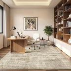 Restydon 5x7 Area Rugs for Living Room,Large Washable Rug,Brown