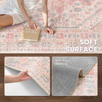 zesthome Pink Rugs for Bedroom-8x12 Area Rugs for Living Room,Girls Room