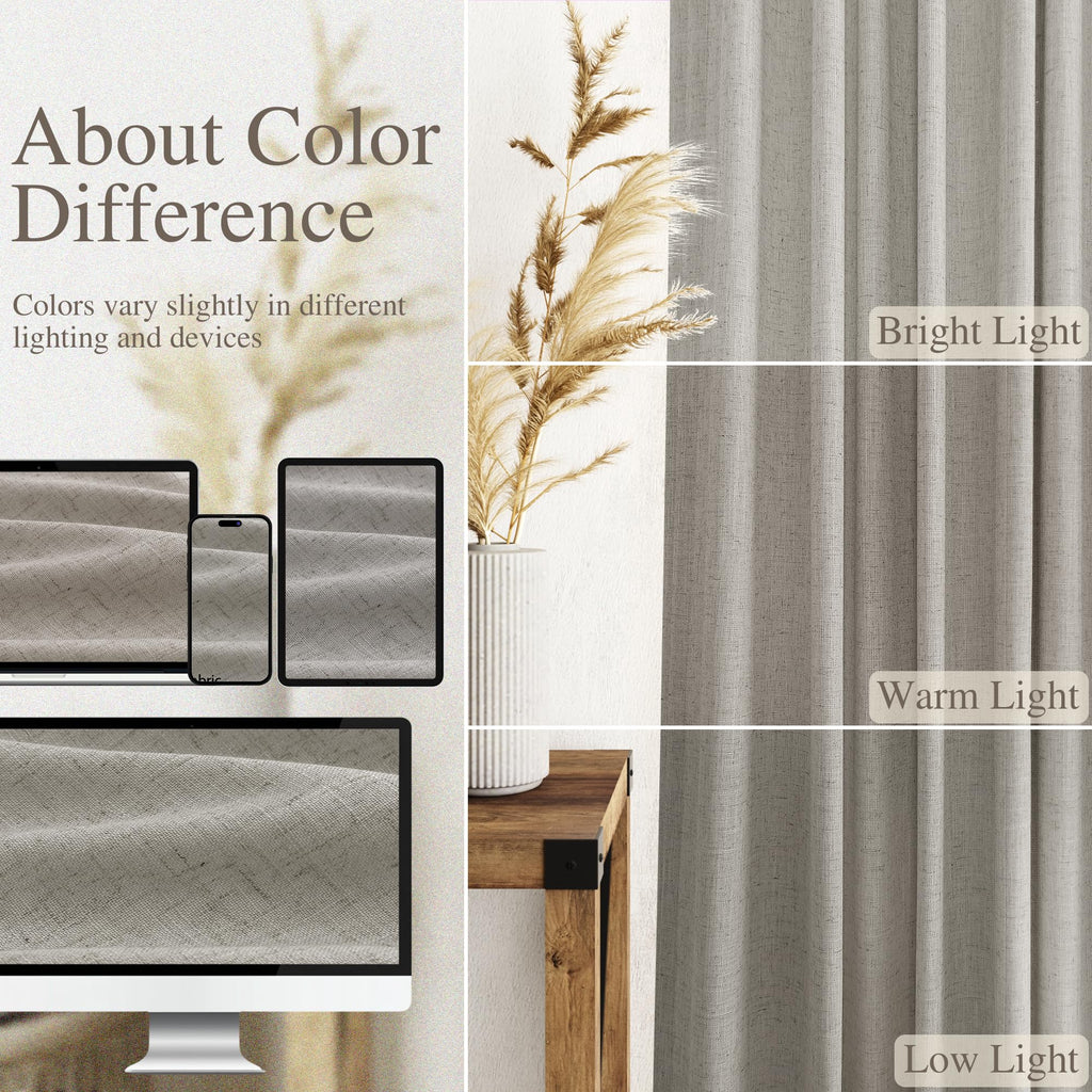 Silver Grey Linen Back Tab Curtains 84 Inch Length for Bedroom Neutral Modern Farmhouse Window Privacy Semi Sheer Linen Drapes Rustic Pinch Pleated Look Curtain for Living Room 52x84,2 Panel
