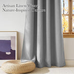 NICETOWN Short Faux Linen Light Grey Blackout Curtains 63 inches Long for Kitchen - Privacy Panels for Living Room Bedroom, Modern Farmhouse Style Easy Care Grommet Top, 2 Panels, W42 by L63