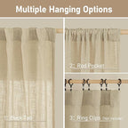 LAMIT Linen Curtains 84 inch Length for Living Room, Light Filtering Semi Sheer Panels Back Tab and Rod Pocket Neutral Drapes for Bedroom, Linen, 2 Panels, 34 x 84 Inch
