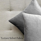 GIGIZAZA Big Velvet Pillow Covers 26x26 Silver Grey Pack of 2 Square Modern Throw Pillows Luxury Covers Decorative Pillows for Living Room Couch Sofa Pillow Cases