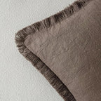 MIULEE Decorative Throw Pillow Covers Neutral Linen Fringe Throw Pillows Euro Shams Set of 2 Natural Coffee Boho Farmhouse Cushion Covers for Couch Sofa Bed Living Room Spring Home Decor 22x22 Inch