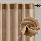 MIULEE Brown Linen Curtains 37x72 Inch Length 2 Panels