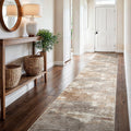 2'6x16 Runner Rug Washable Abstract: Non Slip Hallway Floor Mat Brown/Brick