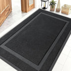 OLANLY Front Door Mat Indoor Outdoor Entrance, Waterproof All-Season, All-Weather Doormat, Sturdy Natural Rubber, Low Profile, Easy Clean Patio Porch Entryway Mat, 47x32, Jet Black