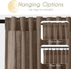 Chocolate Brown Linen Curtain 63 inch Length 2 Panels Set Back Tab Light Filtering Living Room Curtain Drapes Home Office Modern Minimalist Decor Farmhouse Boho Neutral Semi Sheer Curtain 63 inch Long