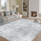 PureCozy 8x10 Area Rug Vintage Gray Distressed