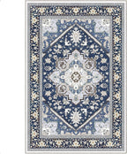 OPPODREAM Soft Area Rugs 6x9, Persian-Inspired Washable Rug, Blue & Gold