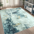5x8 Area Rugs for Living Room Washable Bedroom Dining Room Teal Grey Gold