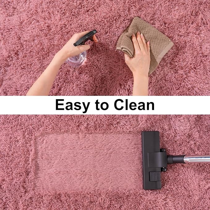 Soft Runner Rugs for Bedroom Hallways, 2x4 Blush Pink Fluffy Shag Throw Area Rug Non Slip for Bedside Dorm, Long Shaggy Furry Carpet for Nursery Living Room