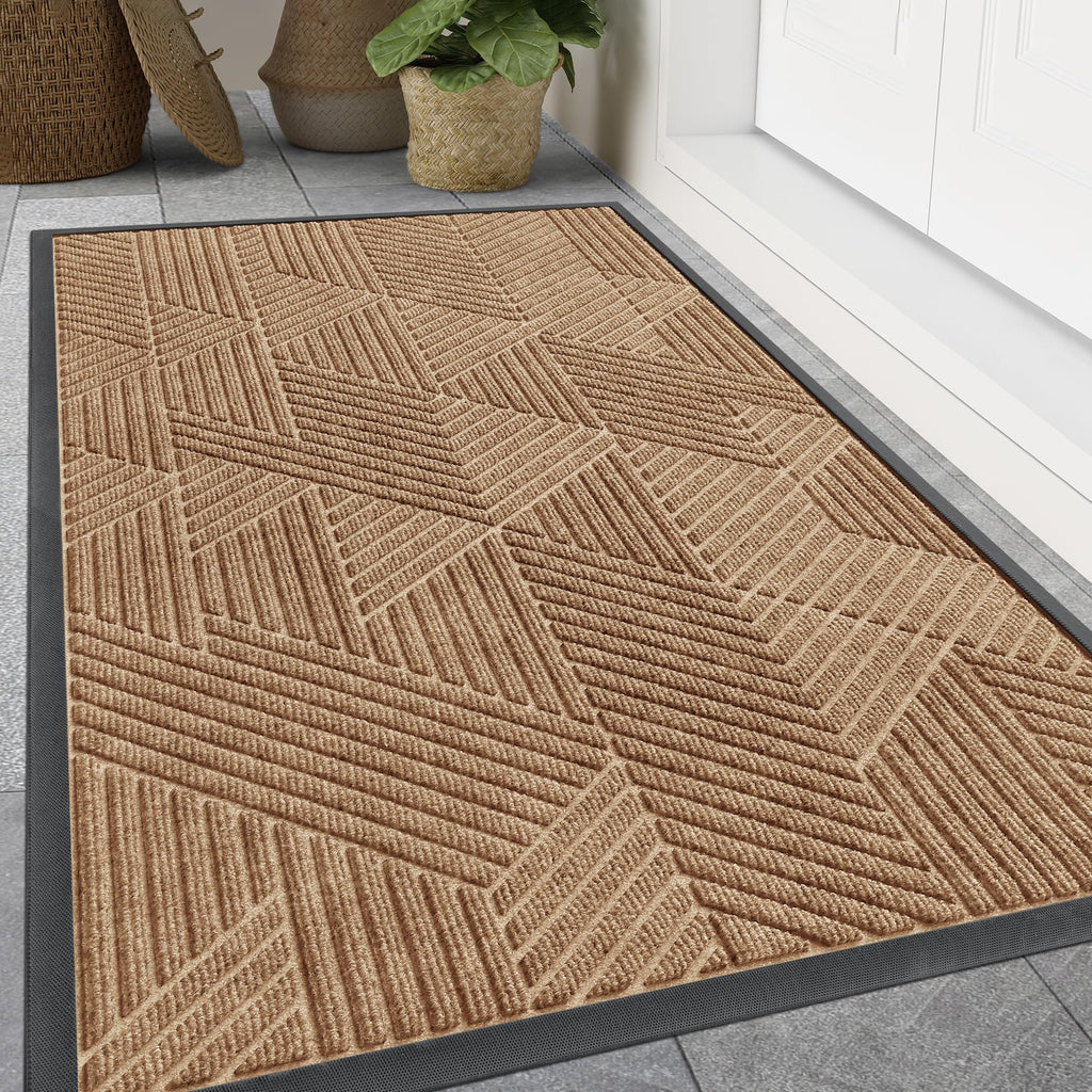 Smiry Front Door Mat Outside Entrance, Low Profile Rubber Doormat, 59x23