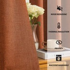 Yakamok Burnt Orange Linen Curtains 63 Inches Long for Living Room