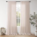 Nanspring Natural White Linen Curtains 108 Inches Long for Living Room Burlap Textured Neutral Farmhouse Sheer Curtains Back Tab Floor to Ceiling High Window Curtain for Bedroom 52x108, 2 Panels