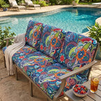 hyha Printed Couch Cushion Covers, Floral Sofa Covers Washable for 2 Cushion Couch, Stretch Pattern Outdoor Cushion Covers for Patio Furniture with Elastic Bottom(Medium, Paisley)