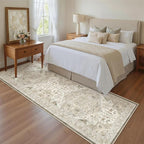 Madane Kitchen Runner 2'6''x8' Soft Rug Runners for Hallways, Ivory/Brown
