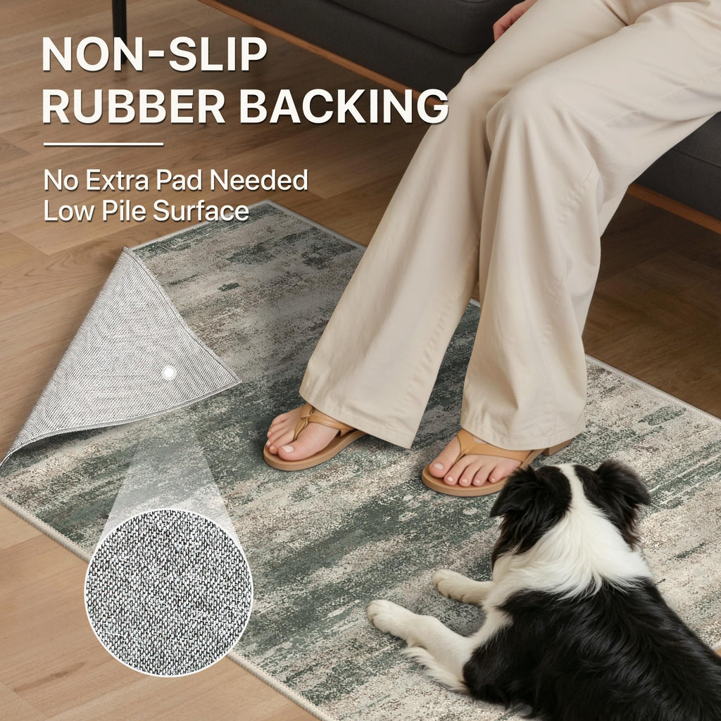 BEIMO Area Rugs 10x12 for Living Room, Green Taupe Washable Abstract Rug