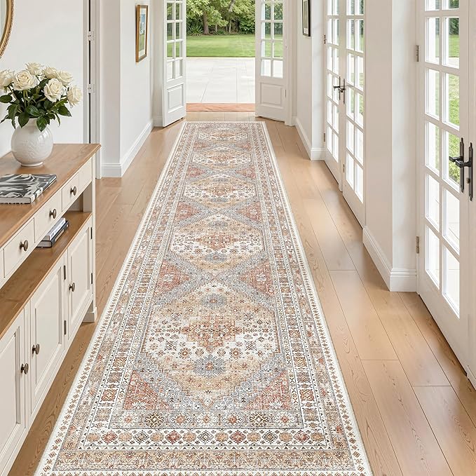 zesthome 2'6 x 12' Runner Rug Non Slip,Washable Kitchen Rugs,Orange