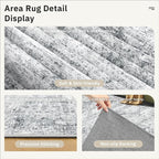7x9 Area Rug for Living Room Washable Abstract Vintage Soft Thin Indoor Floor Non-Slip Carpet for Bedroom Dining Room Grey