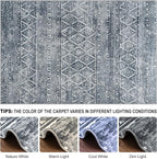 9x12 Area Rugs Washable Rug: Anti-Skid Abstract Modern Living Room Rug Soft Thin Carpets Indoor Floor Non-Shedding Carpet for Bedroom Dining Farmhouse Nursery Home Office (Blue Grey White, 9'x12')
