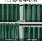 Dark Green Linen Curtains 90 Inch Long 2 Panels Set for Bedroom Living Room Emerald Green Linen Textured Window Drapes Semi Sheer Light Filtering Rod Pocket Back Tab Farmhouse Curtain 52x90
