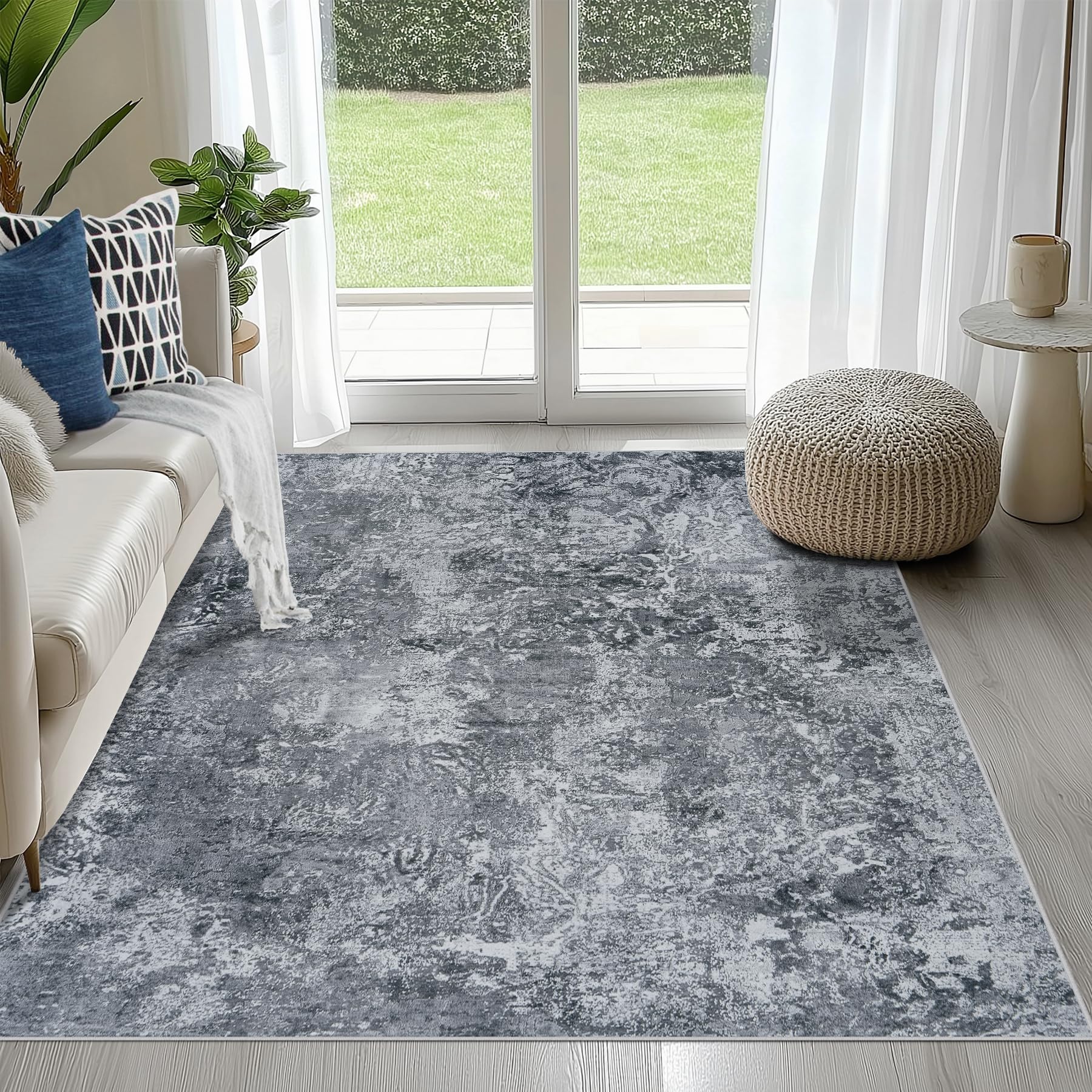 Aelenmu 4x6 Area Rugs for Living Room Washable Bedroom Dining Room Black