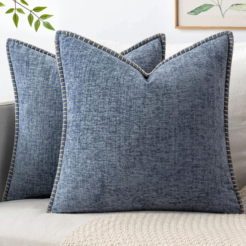 MIULEE Decorative Couch Throw Pillow Covers 18x18 in Dark Grey Blue 2 Pack