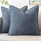 MIULEE Decorative Couch Throw Pillow Covers 18x18 in Dark Grey Blue 2 Pack