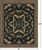 Hazo Haus Black Washable Insect Area Rugs 8x10 for Living Room, Bedroom, Dining Room Under Table, Playroom, Large Dark Whimsical Boho Indoor Rug, Ultra Soft Low Pile Non Slip