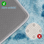 JiaoBaba Super Soft Fluffy Living Room Area Rug 2x5 ft Tie-Dyed Light Blue Shaggy Furry Carpet Washable Non-Slip Floor Rugs Bedroom Bedside Nursery Rug Fuzzy Girls Boy Dorm Home Decor Aesthetic