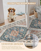 Restydon 3x5 Washable Area Rug for Entryway Non Slip Kitchen Rugs, Blue/Red