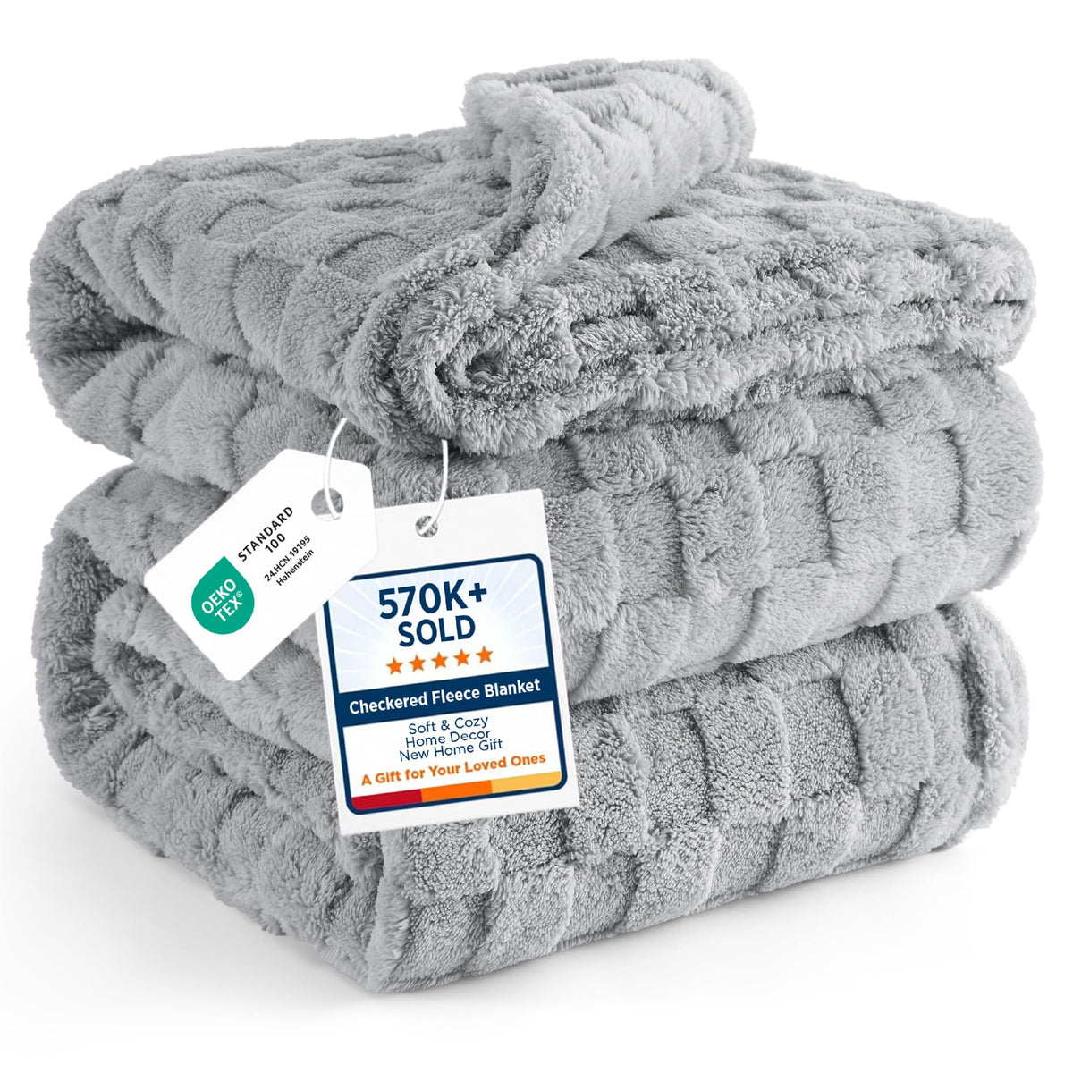 Bedsure Checkered Soft Cozy Queen Blanket for Bed, Sage Green, 90"×90"