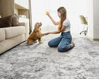 UERMEI 5x7 Area Rug Living Room Rugs - Washable Neutral Modern Abstract Soft Thin Large Rug Indoor Floor No Slip Rug Carpet for Bedroom Under Dining Table Home Office Decor - Grey