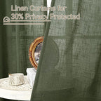 LAMIT Olive Green Linen Curtains 90 Inch for Living Room, Back Tab and Rod Pocket Linen Textured Christmas Curtains Light Filtering Drapes for Bedroom/Dining Room, Set of 2, 52 x 90 Inch