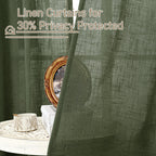 LAMIT Christmas Short Linen Curtains 36 Inch Length for Cafe Window