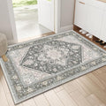OPPODREAM Soft Area Rugs 2x3, Persian-Inspired Washable Rug, Greenish Grey