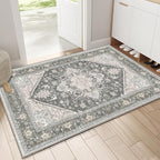 OPPODREAM Soft Area Rugs 2x3, Persian-Inspired Washable Rug, Greenish Grey