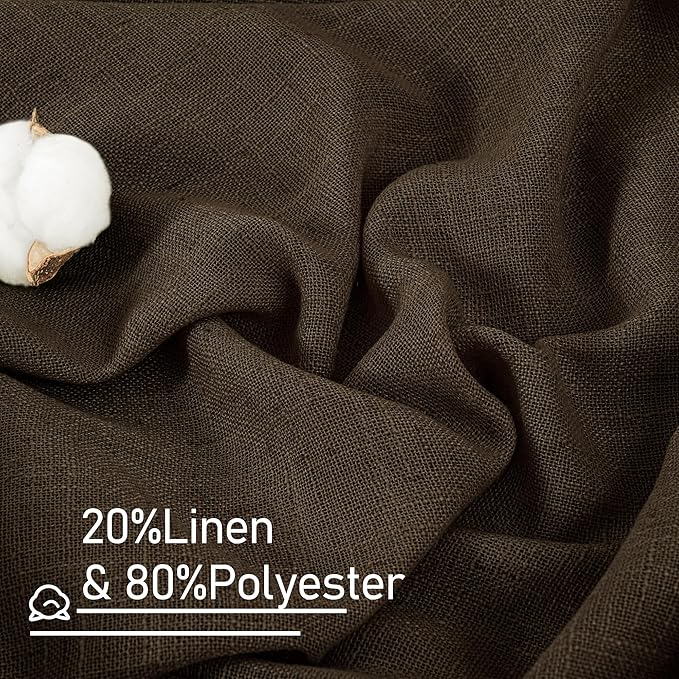 LAMIT Brown Linen Curtains for Living Room 84 inch Length 2 Panels
