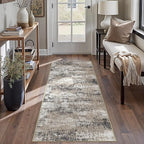 2x8 Abstract Runner Rug Brown Washable Modern Hallway Carpet Non Slip Ultra Soft Neutral Low Pile Contemporary Long Rug for Bathroom Laundry Kitchen Bedroom