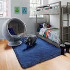 ONASAR Navy Area Rugs for Bedroom Living Room, 4x6 Blue Fluffy Indoor Bedside Floor Rug, Ultra Soft Plush Furry Fuzzy Shaggy Carpet for Nursery Kids Boys Teen Dorm Home Decor Aesthetic