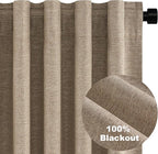 Topfinel 95 Inches Long Custom Linen Blackout Curtains Taupe Pinch Pleated Noise Cancelling Curtains with Pin Hooks for Traverse Burlap Viral Drapes 2 Panels for Living Room Bedroom
