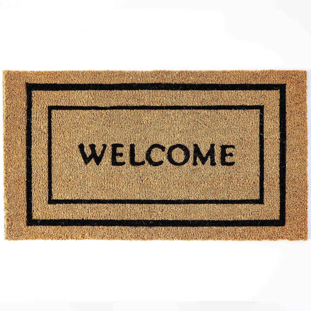 KANKUN Coco Coir Door Mat with Heavy Duty Backing, Welcome Doormat (17" x 30"), Doormat Entrance (Double Box)