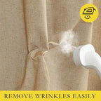 NICETOWN 100% Absolutely Blackout Linen Curtains with Thermal Insulated White Liner, Camel, W42 x L84, 2 Panels, Long Curtains 84 inch Length for Patio Door, Doorway, Office, Overnight Shiftworker