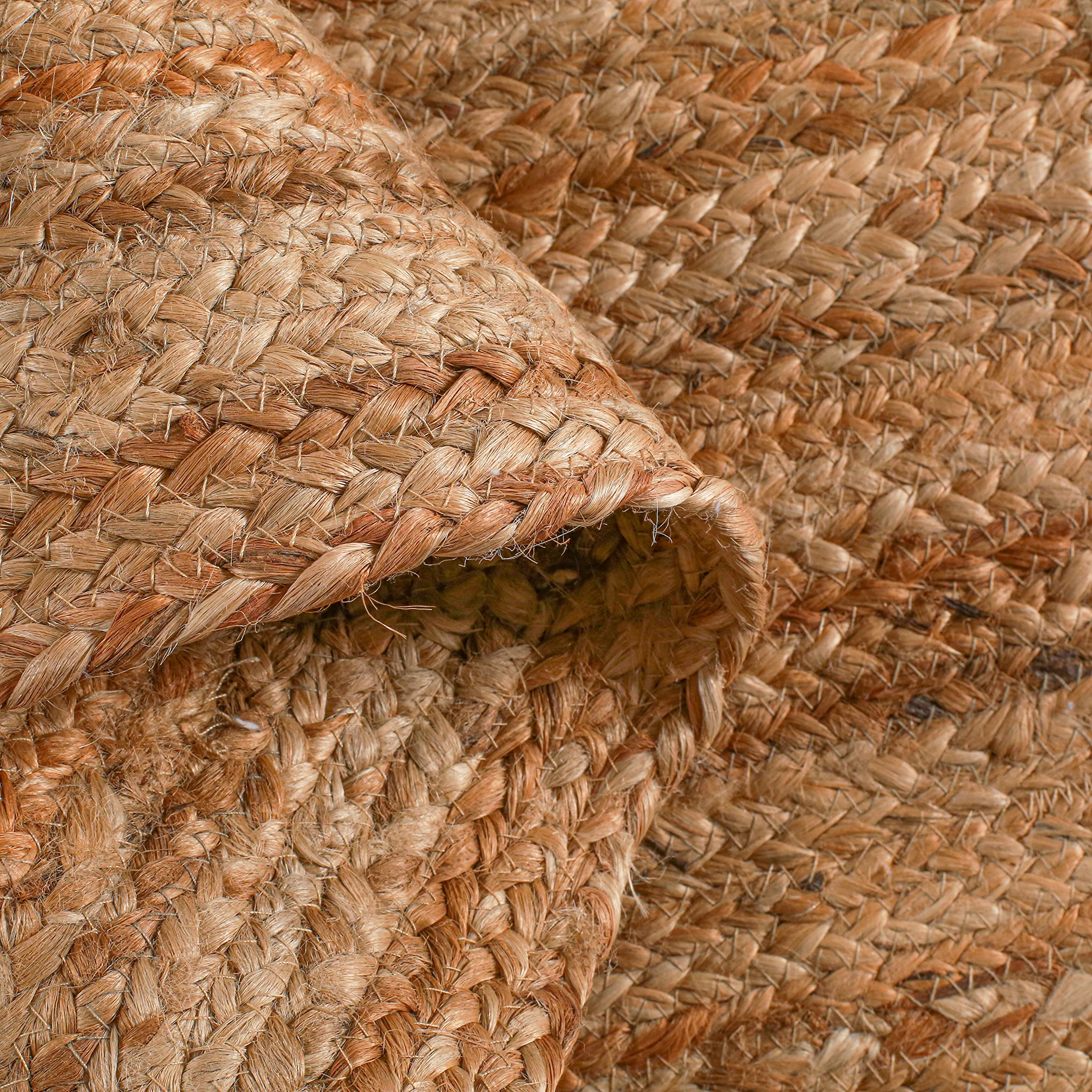 Hausattire Jute Braided Round Rug, Natural, 4 ft