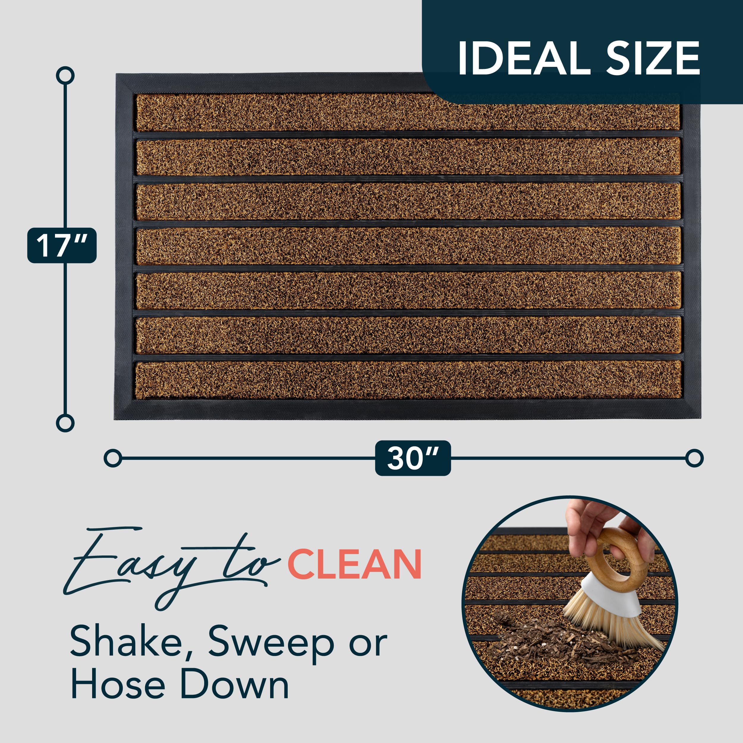 ubdyo Extra Durable Door Mat Outside Entrance (30" x 17", Bright Brown)