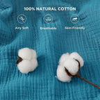 Bedsure 100% Cotton Muslin Blanket King Size for Bed - 4-Layer Breathable and Lightweight Thin Soft Summer Gauze Muslin Blanket for Adults, Teal, 108x90 Inches