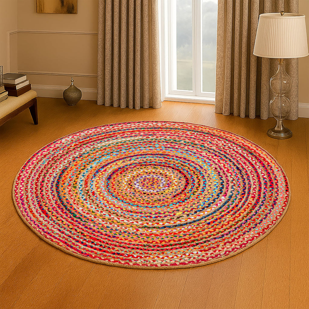 Hausattire Braided Boho Round Rug, Multicolor, 5 ft