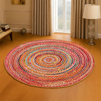 Hausattire Braided Boho Round Rug, Multicolor, 5 ft